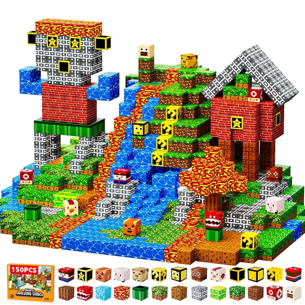 150 PCS Magnetic Blocks, 2X Magnetic Force, 0.8in, Magnetic Building Blocks Cube